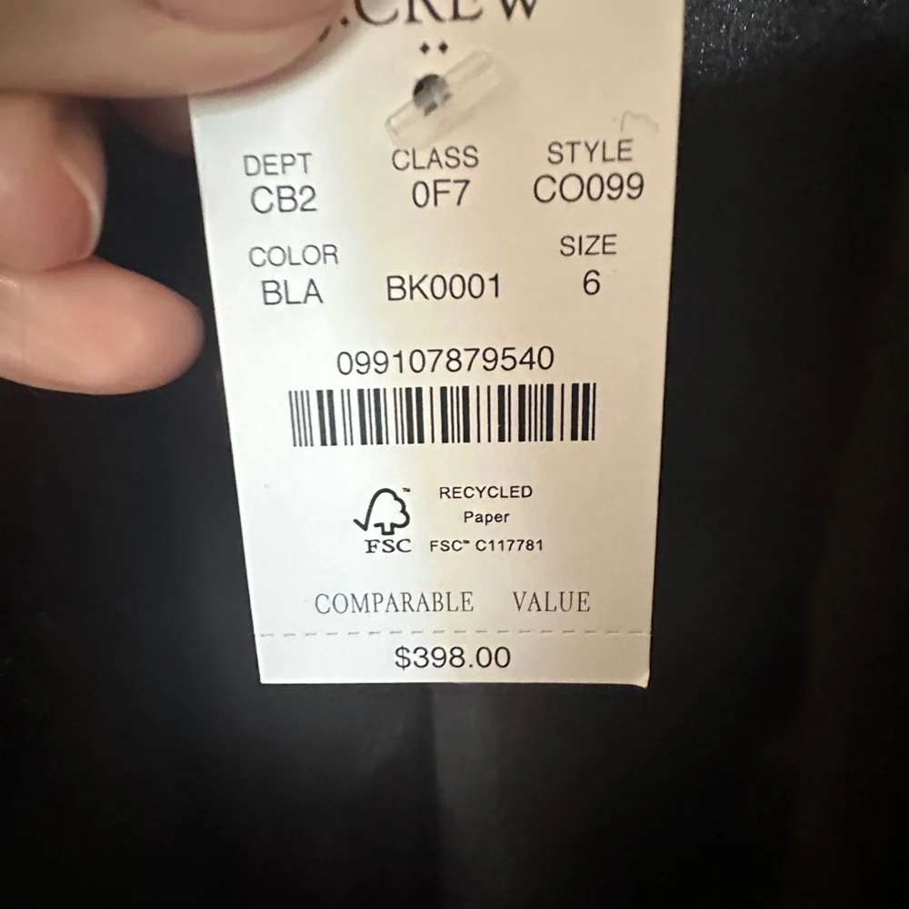 J. Crew Factory Black Trench Lady Day Coat with Faux Fur Collar - Picture 5 of 6